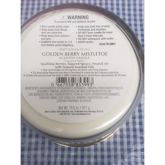 BBW Golden Berry Mistletoe Large 3 Wick Candle Holiday Home Fragrance Decor - Picture 2 of 2